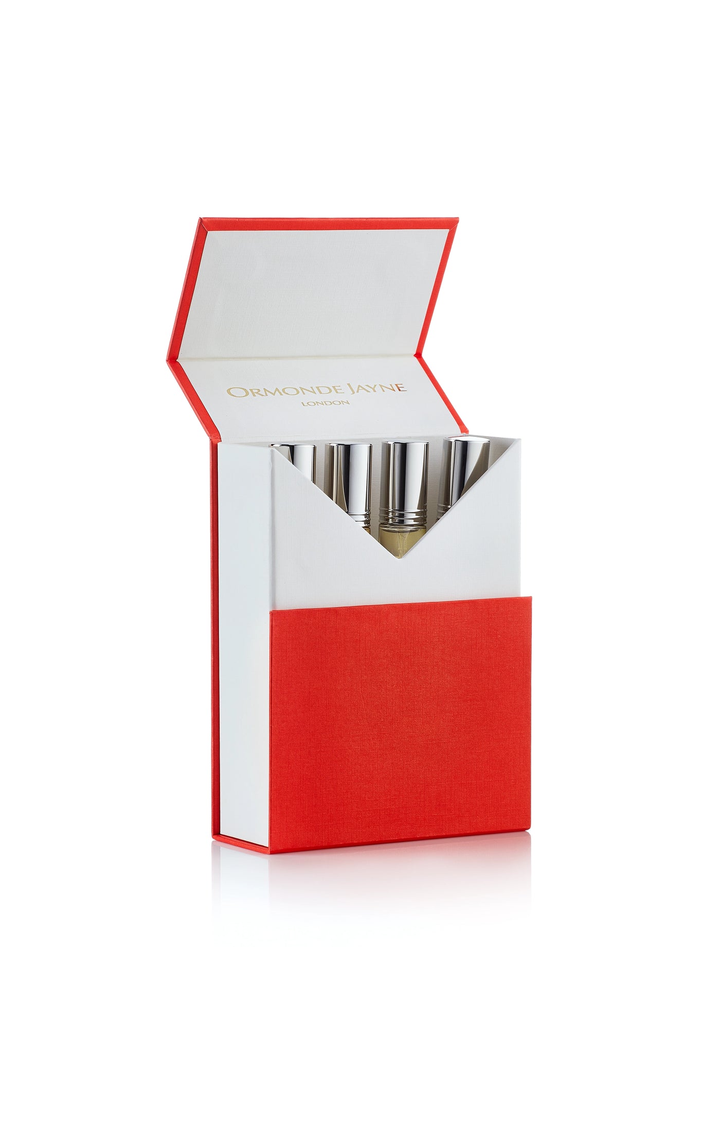 Montabaco Intensivo cigarette pack with red and white design, partially open showing silver cigarettes