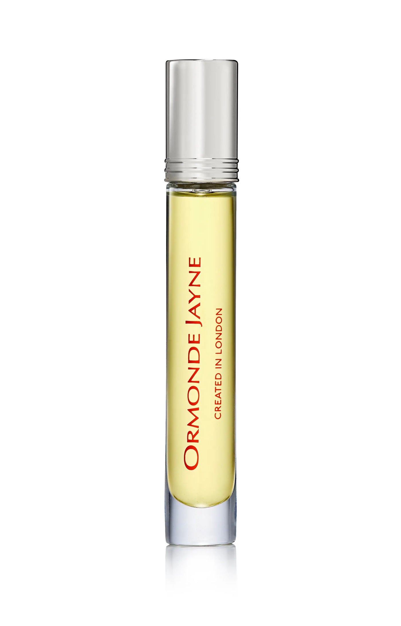 Slim glass bottle of Ormonde Jayne Carlton London fragrance with silver cap