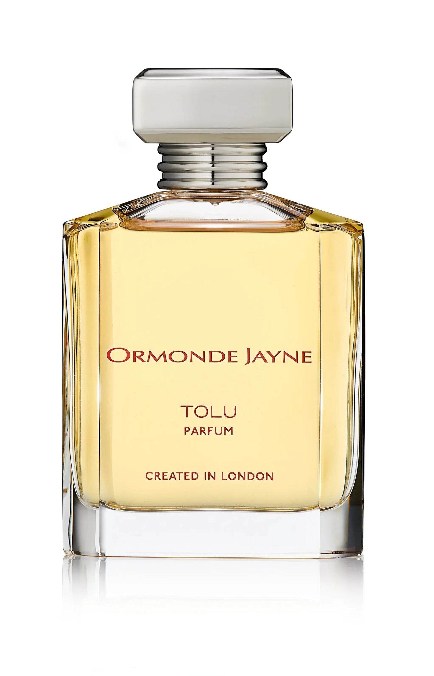 Ormonde Jayne Tolu parfum in clear glass bottle with silver cap and amber liquid