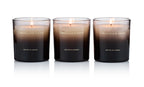 Set of three black gradient glass candles with white wax and floral scent by Ormonde Jayne