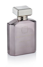 Montabaco Aruba perfume bottle in sleek metallic grey with square silver cap