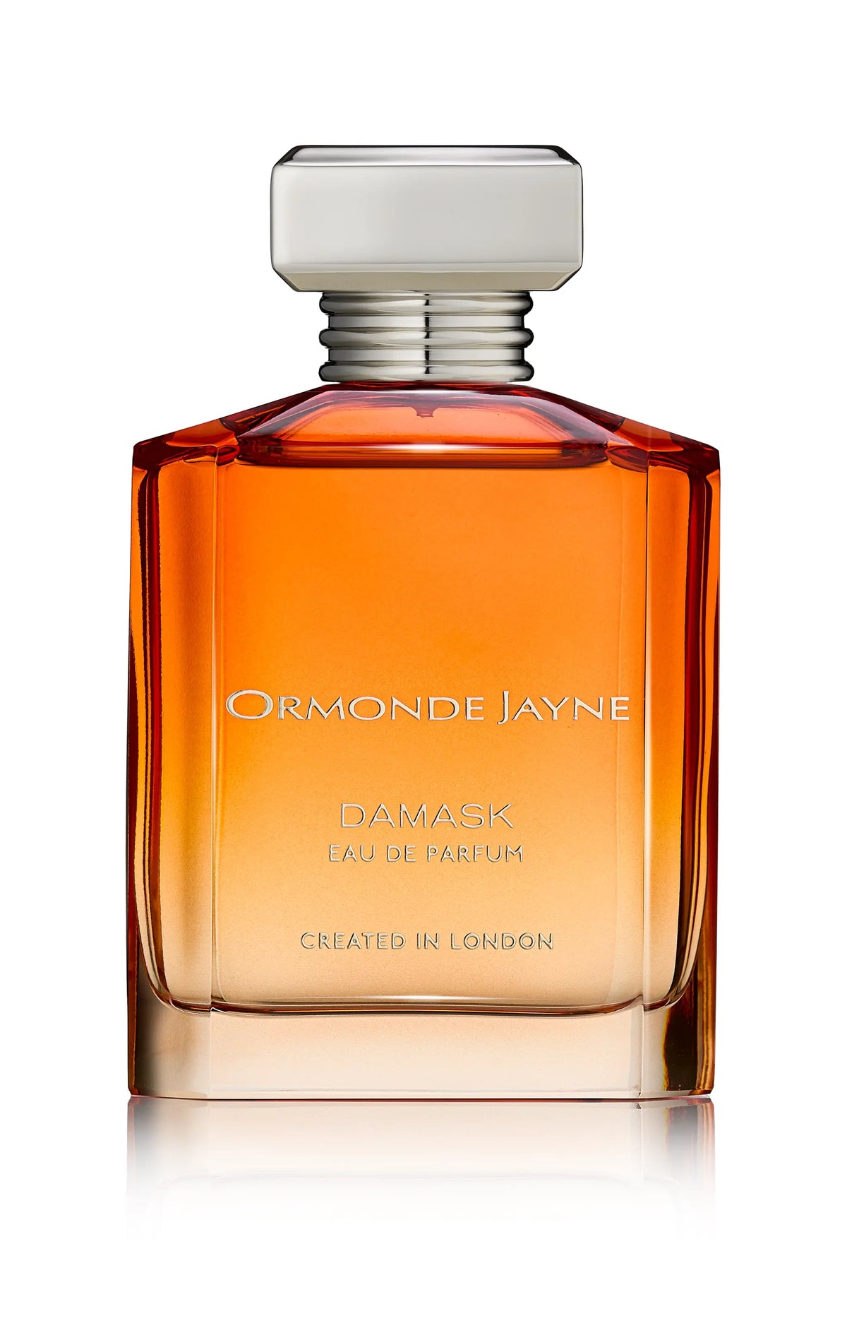 Amber glass bottle of Ormonde Jayne Damask Eau de Parfum with silver cap