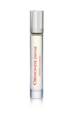 Clear glass rollerball perfume bottle with silver cap and red Ormonde Jayne branding