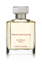 Clear glass perfume bottle with silver cap containing pale yellow Evernia parfum by Ormonde Jayne