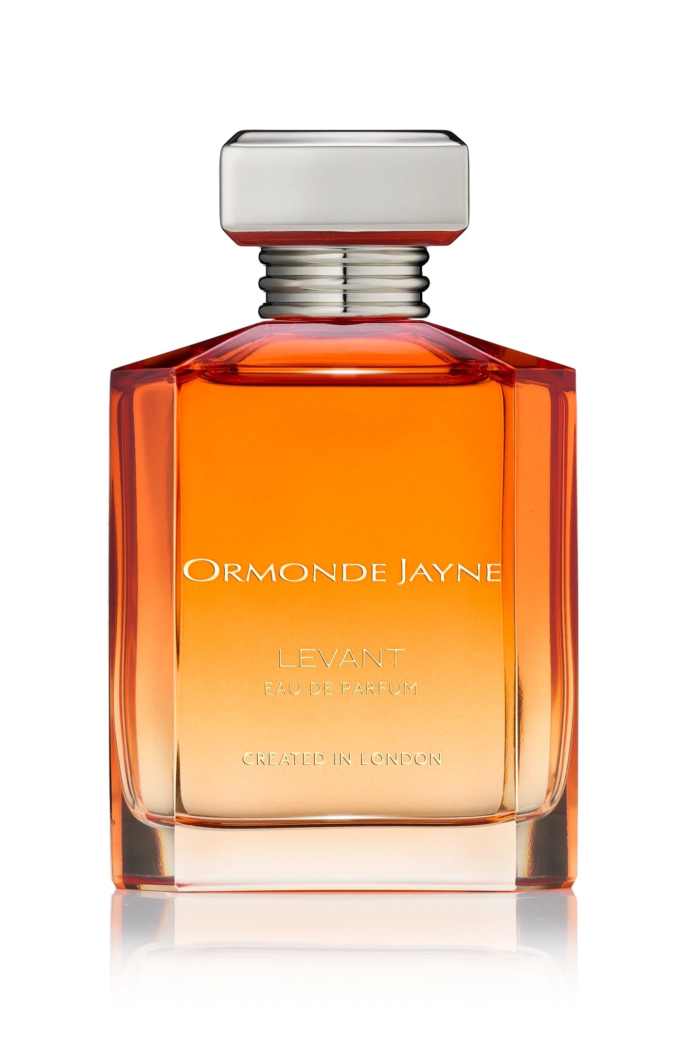 Levant perfume by Ormonde Jayne in a rectangular amber glass bottle with silver cap