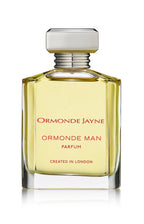 Ormonde Man parfum bottle with pale yellow liquid and silver cap