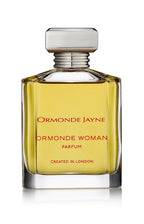 Ormonde Woman perfume bottle with golden liquid and silver cap, created in London