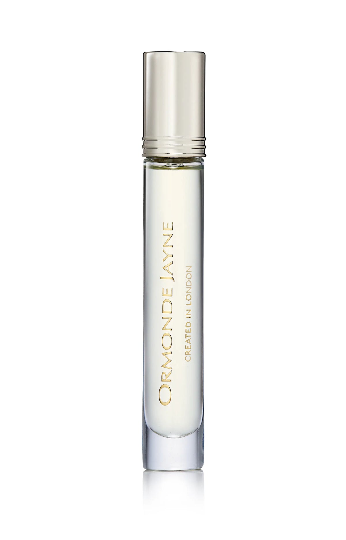 Clear glass rollerball bottle with silver cap containing Qi Intensivo fragrance