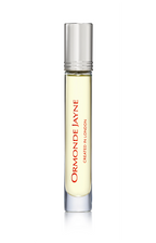 Slim glass perfume bottle with silver cap containing pale yellow liquid, labelled Ormonde Jayne Ta'if