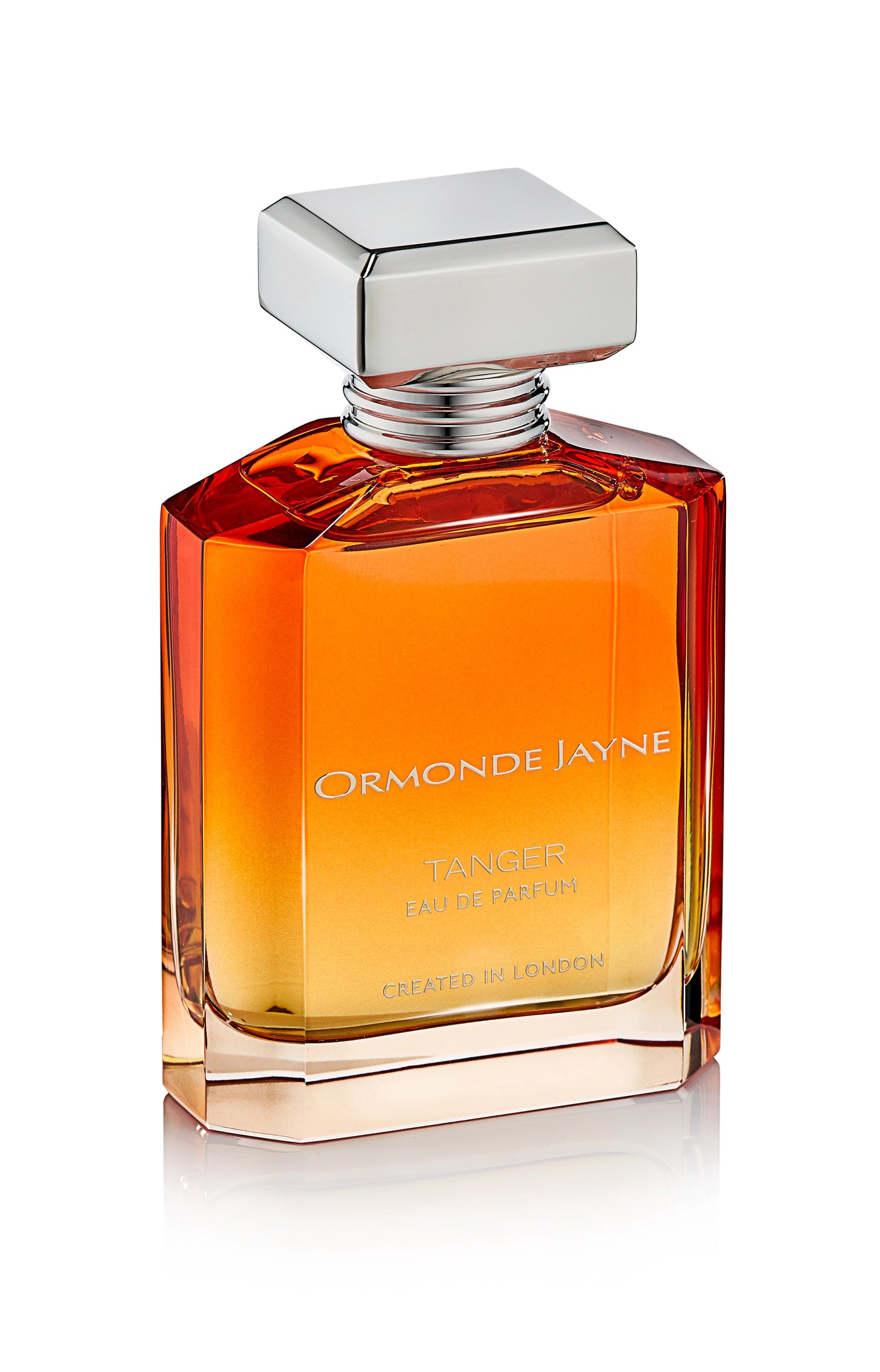 Ormonde Jayne Tanger eau de parfum in a gradient orange to clear glass bottle with silver cap