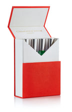 Set of silver-capped perfume vials in red and white presentation box for Vetiveria